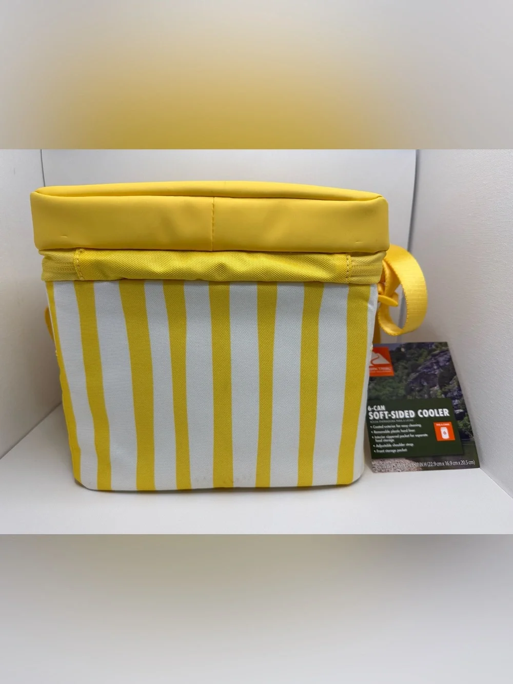 Ozark Trail Yellow and White Striped Soft-Sided Cooler